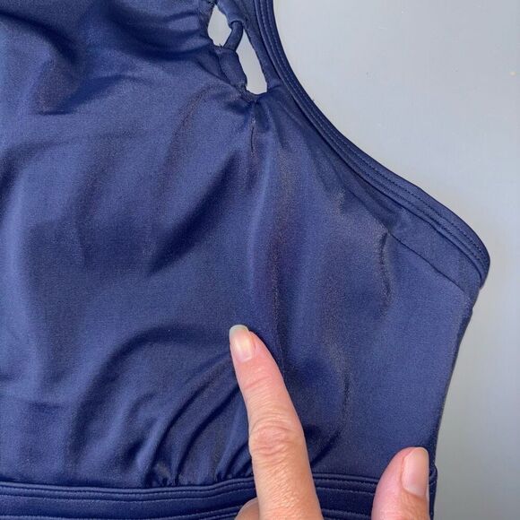 Athleta High Neck Bra Cup Loop Tankini Top blue 34D / DD - Picture 6 of 11